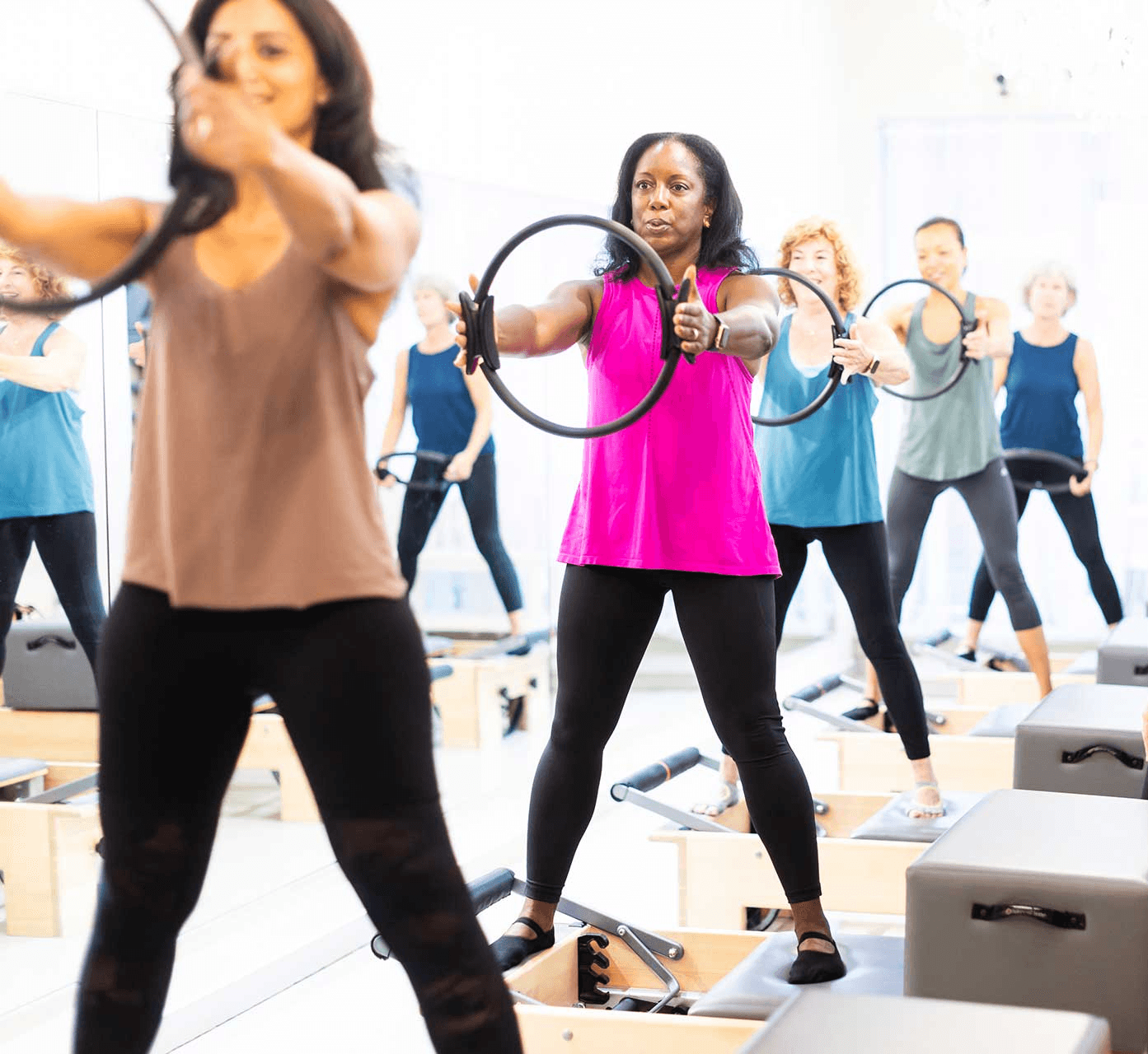 Studio workout in natural light
